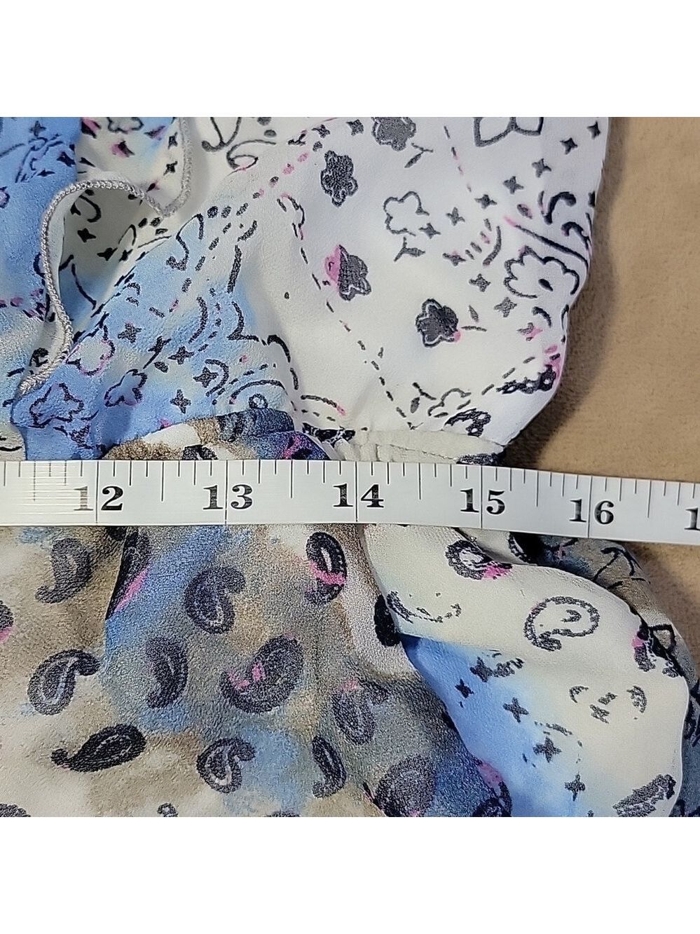 Princess Vera Wang Blue Multiprint Chiffon Romper Size Large Juniors EUC - Picture 9 of 11